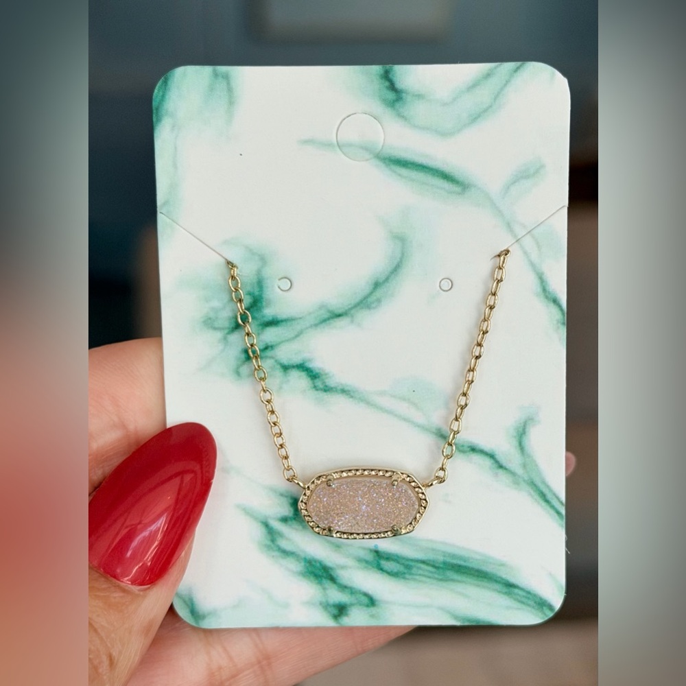 Kendra Scott Elisa Gold Pendant Necklace in Iridescent Drusy EUC - Picture 6 of 7